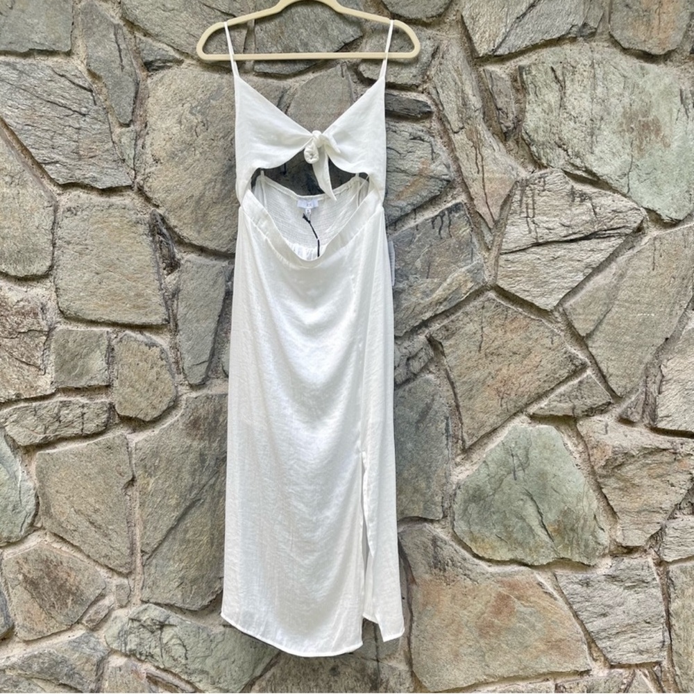 NEW NSR Spaghetti Strap Midi Dress With Cutout Detail NWT Size XL White